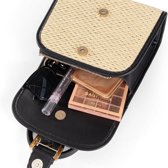 Retro Straw Woven Handbag Womens Small Cross Body Bag Shoulder Messenger Satchel - Picture 6 of 7